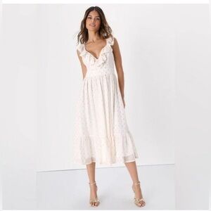 Lulu's Cream Ruffle Midi Dress